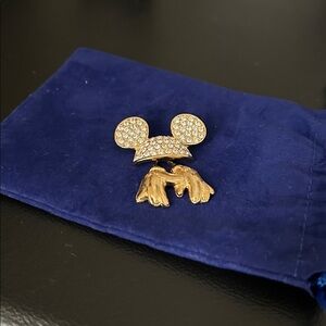 Vintage Disney Gold and Crystal Mickey Mouse Brooch